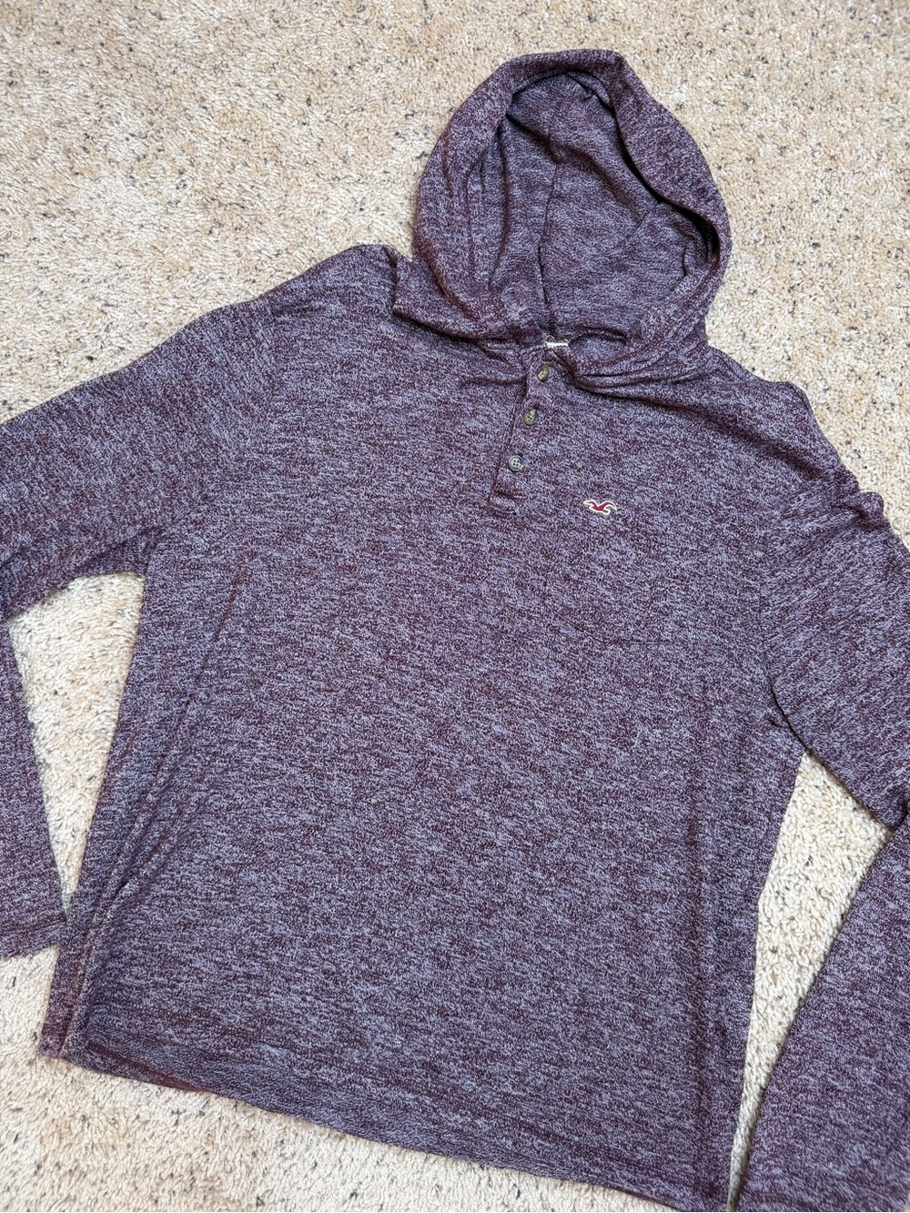 Hollister Marled Hooded Henley in Wine
